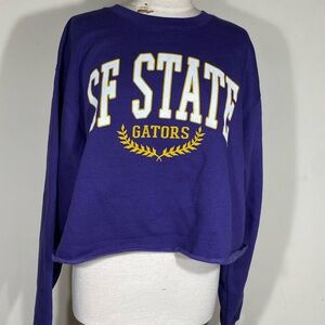 SF State San Francisco Women’s Crop Top Champion sweatshirt Large purple